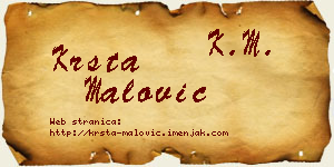 Krsta Malović vizit kartica